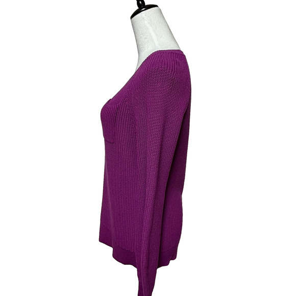 Talbots Sweater Womens Medium Purple Pima Cotton Ribbed Knit Pullover - Picture 6 of 9